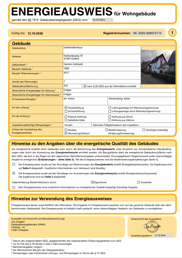 Energieausweis Seite 1