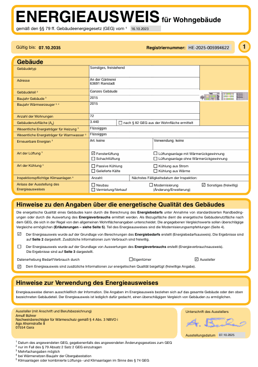 Energieausweis Seite 1