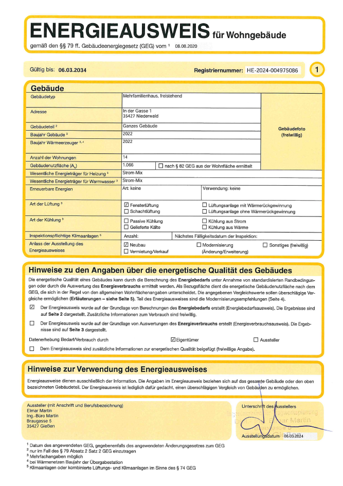 Energieausweis Seite 1